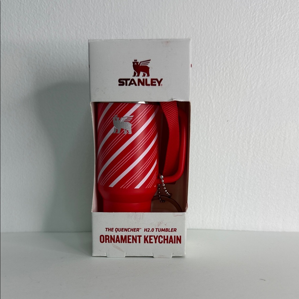 Stanley Red and White Striped Ornament Keychain “CANDY CANE TWIST” Christmas